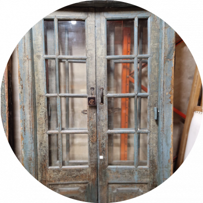 Porte vitrée en teck