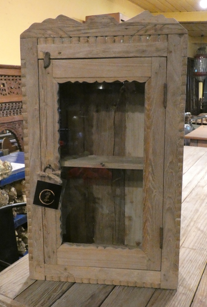 Petite vitrine en teck, ancienne, Rajasthan, Inde