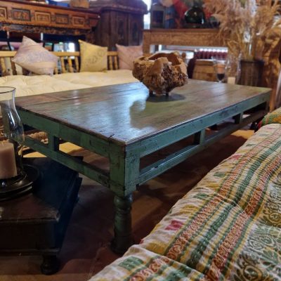 Table basse en teck, ancienne, patine d'origine, Rajastan, Inde