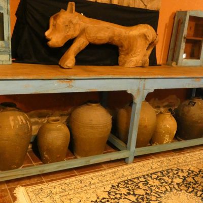 Console en teck, ancienne, patine d'origine, Rajasthan, Inde.