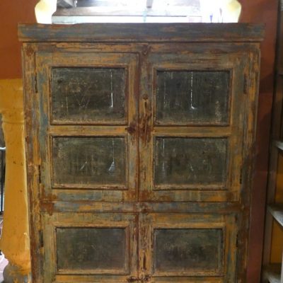 Garde manger en teck et fer, patine d'origine, ancien, Rajasthan, Inde.